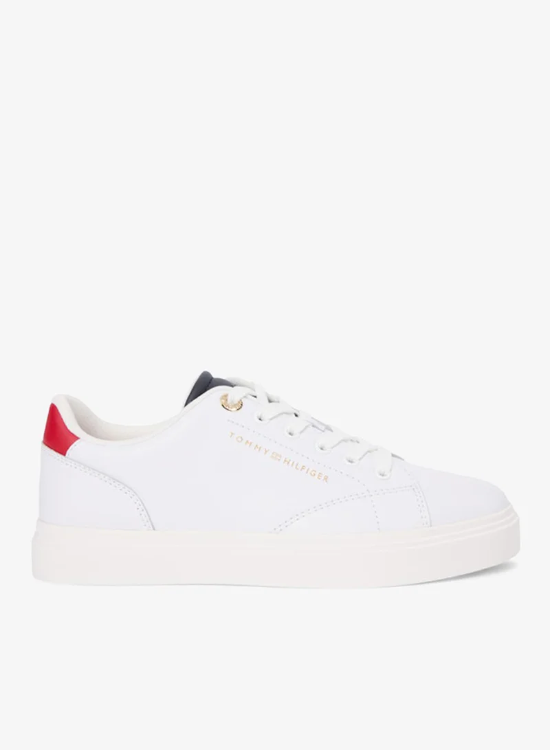 Leather Metallic Logo Cupsole Trainers